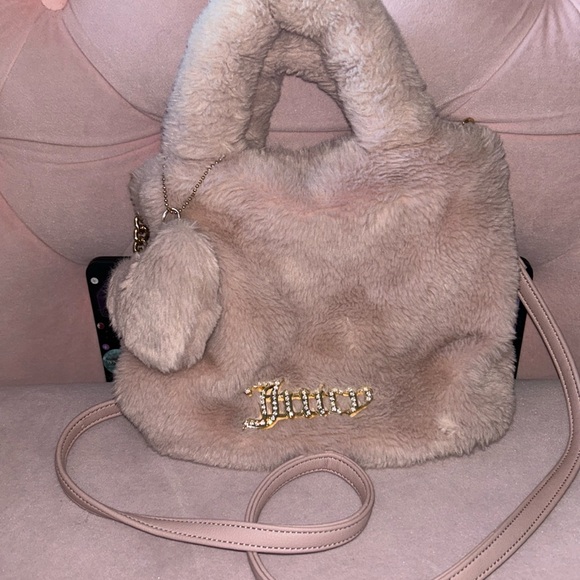 Juicy Couture Fluffy Faux fur light pink Mini Tote Bag - Picture 1 of 2